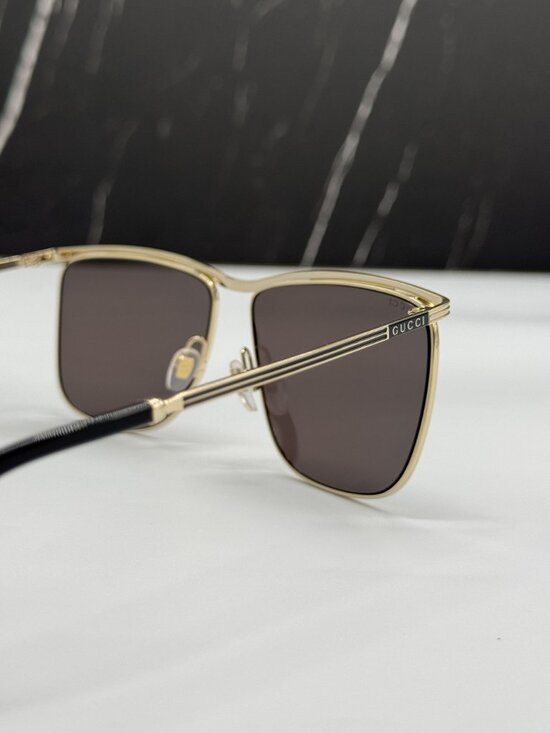 NEW GUCCI GG0821S 001 EYEWEAR GOLD/GRAY UNISEX SUNGLASSES main image 7